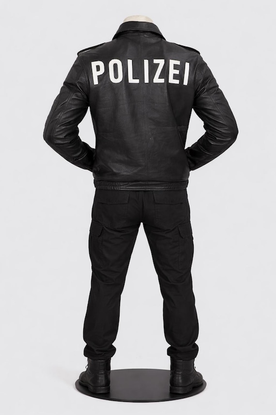 ドイツ警察　レザージャケット　42 ドイツ警察仕様の黒革ジャケット：本革、ジッパー付き袖口 - Etsy 日本