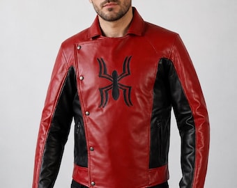 Peter Parker Spider-Man Leather Jacket | Red & Black Cosplay
