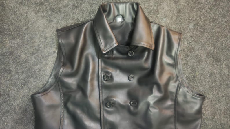Handmade Spider-Man Noir Black Real Leather Vest: Jason Fitch Cosplay Costume image 6