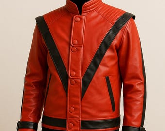 MJ Thriller Jacket: Red Leather 80s Pop Star Costume - Etsy