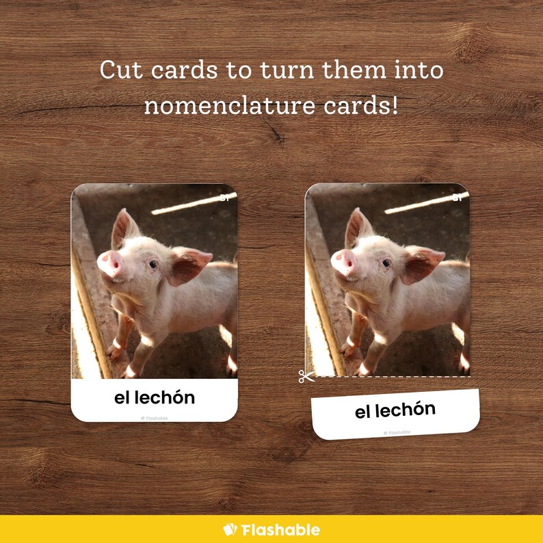 Spanish Farm Animals Flashcards for Kids Printable Montessori Spanish ...