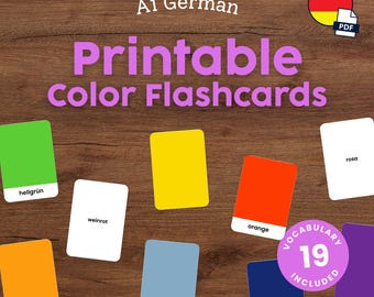 Englische Farb Karteikarten für Kinder zum Ausdrucken Montessori Deutsch Vokabelkarten