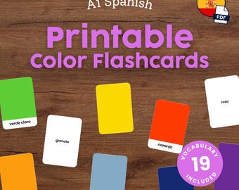 Spanish Colors Flashcards for Kids Montessori Spanish Vocabulary Learning Printable