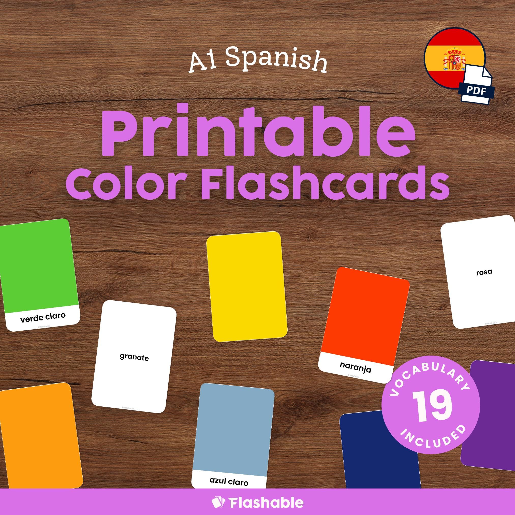 Spanish Colors Flashcards for Kids Montessori Spanish Vocabulary ...