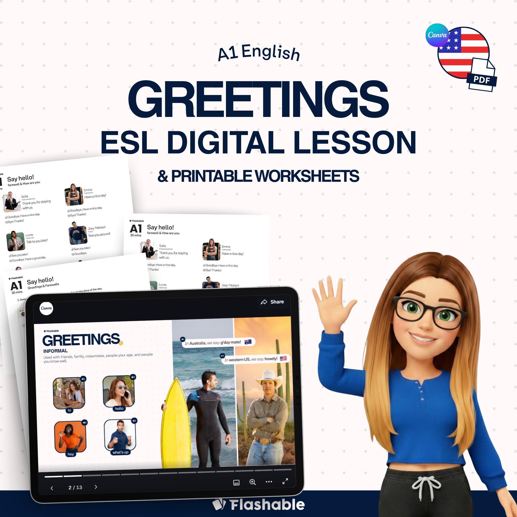 Basic English Lesson One Beginner ESL Lesson Plan English Lesson Printable English Worksheets ...