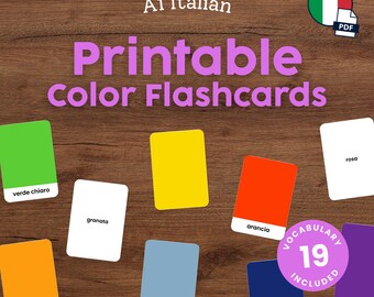 Printable Italian Color Flashcards for Kids Montessori Flashcards for Homeschool Language Learning