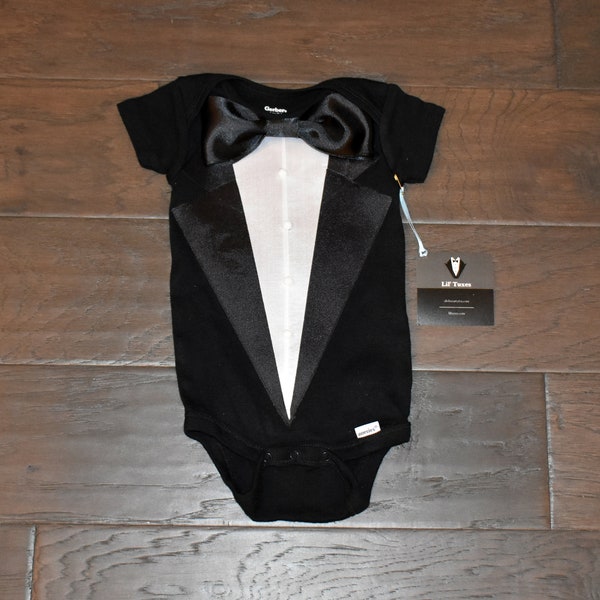 The Perfect One-Piece Onesie Tuxedo for Baby Boys at Special Events Bow Tie Baby Boy Clothes Clothing Bowtie Wedding Birthday Cake Smash