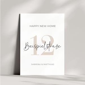 Tarjeta personalizada con nombre y dirección, regalo de inauguración de la casa, póster de apartamento/casa A6, regalo de inauguración de la casa, regalo de compra de casa