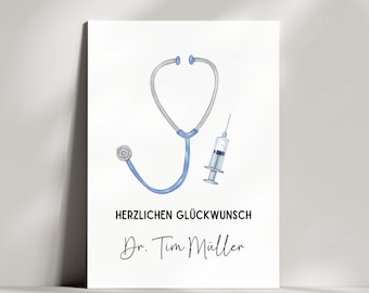 Biglietto di auguri personalizzato per il dottore, biglietto di congratulazioni, regalo per la laurea in medicina con nome, dottore
