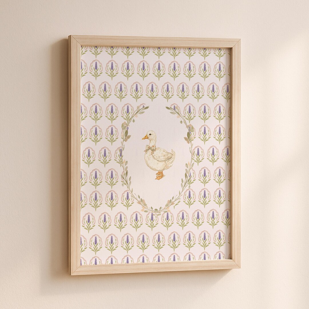 One Silly Goose Nursery Print: Floral Baby Animal Play Room Wall Art ...