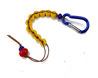 Golf Counter Beads, Clip on Golf Stroke Counter, 9mm Large Yellow Glass Counter Beads, Yellow Blue and Red Golf Scorer, Gift for Golfer