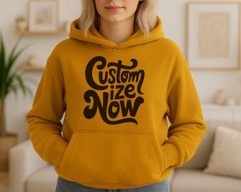 Yellow Hoodie Mockup | Golden Sweatshirt Lifestyle Digital Download | Unisex Apparel Mockup Etsy Clothing Shops and Print on Demand Seller
