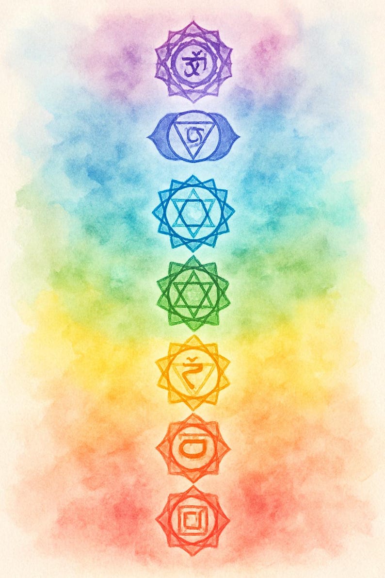Full Chakra System Water Color Image - Etsy