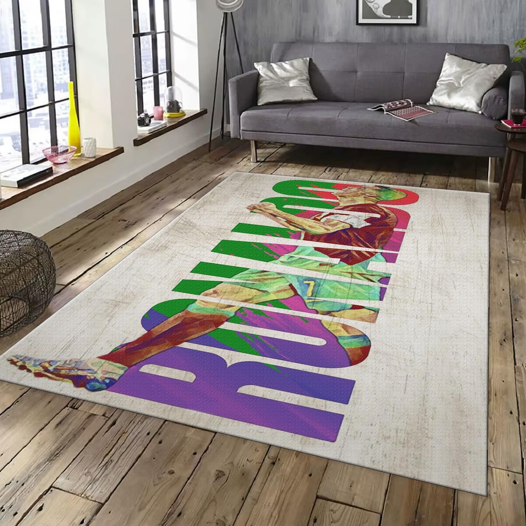Cristiano Ronaldo Rug, Vintage Style Soccer Rug | CR7 Portugal Decor ...