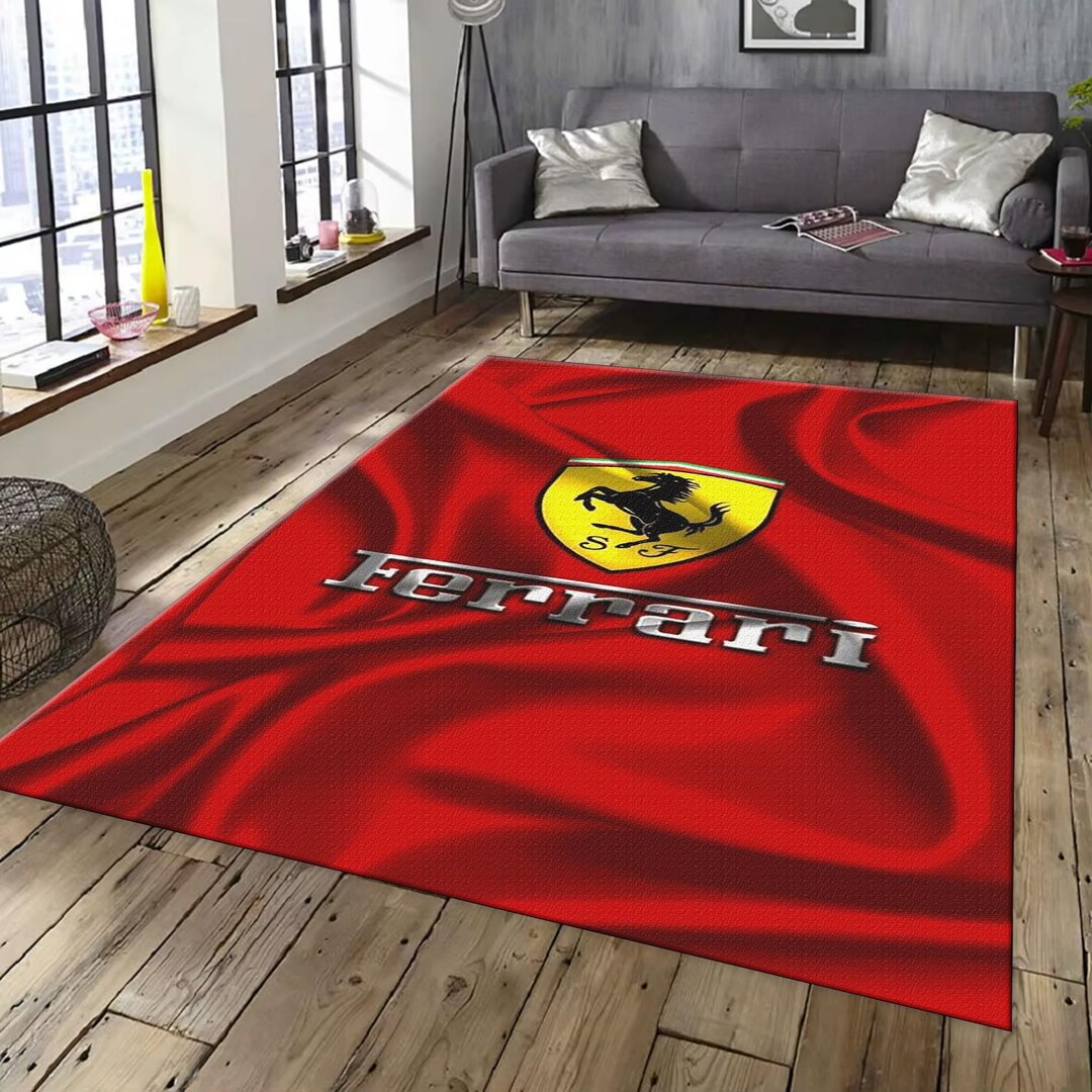 Ferrari Car Rug: Team Flag Carpet, Office Decor - Etsy
