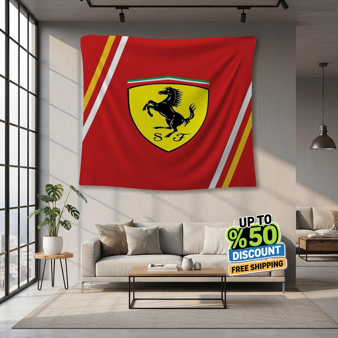 Ferrari Tapestry: Car Wall Hanging, Sports Car Decor - Etsy