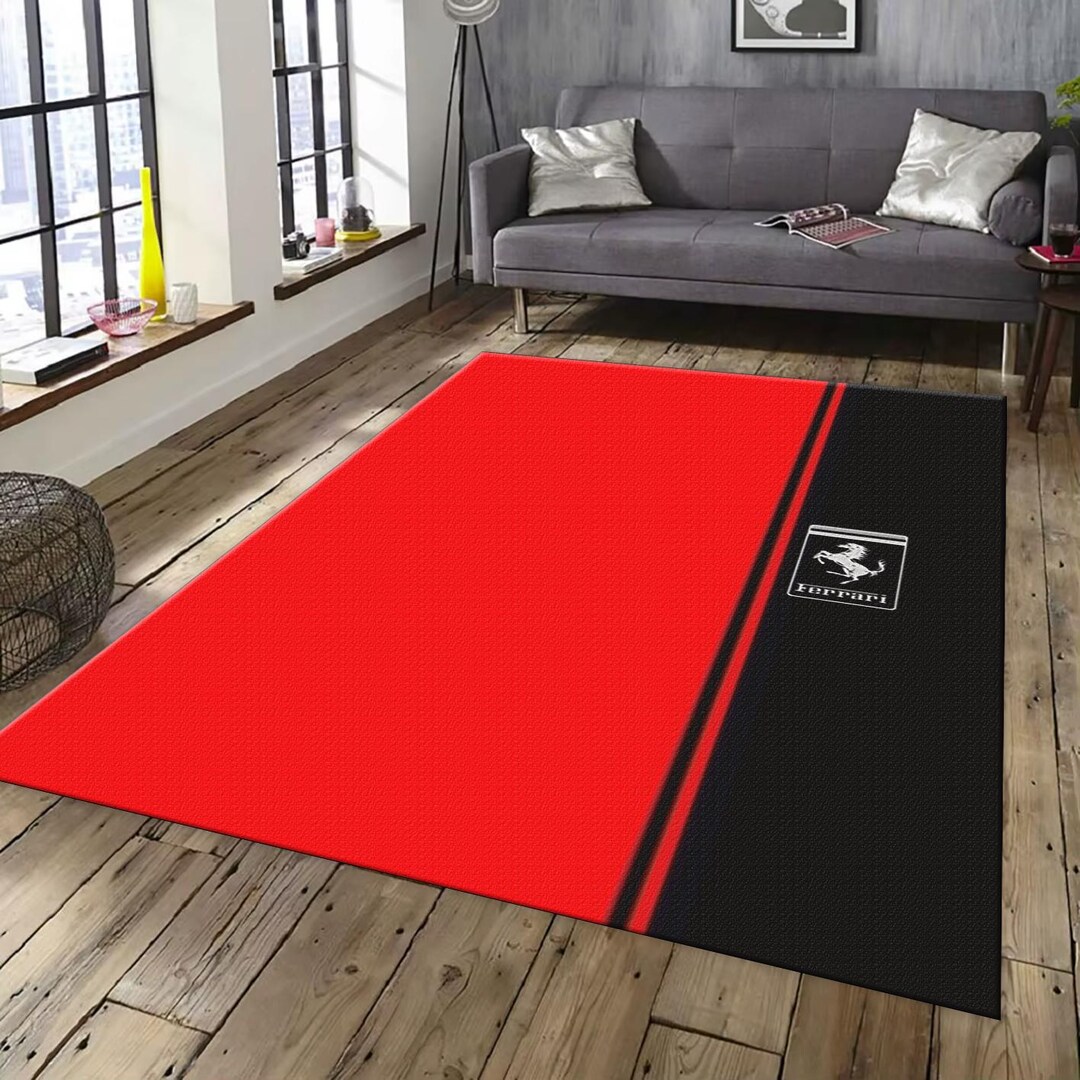 Ferrari F1 Rug: Horse Logo, Red Lines - Custom Team Decor - Etsy