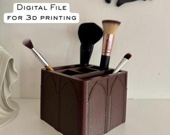 Modern Goth Cathedral Cubic Organizer STL | 3D Printable Square Desk Caddy | Witchy Office Decor | Dark Academia | Digital Download