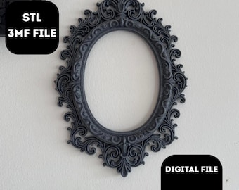 Gothic Baroque Frame STL | 3D Printable Ornate Wall Frame | Witchy Mirror Frame | Dark Academia Photo Display | Digital Download File
