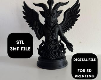 Baphomet Statue STL | 3D Printable Occult Figurine | Witchy Pagan Altar Decor | Satanic Gothic Sculpture | Digital Download File