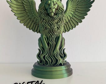 Winged Lion Statue STL | 3D Printable Fantasy Lion Sculpture | Mythical Creature Figurine | Dnd Decor | Digital Download File