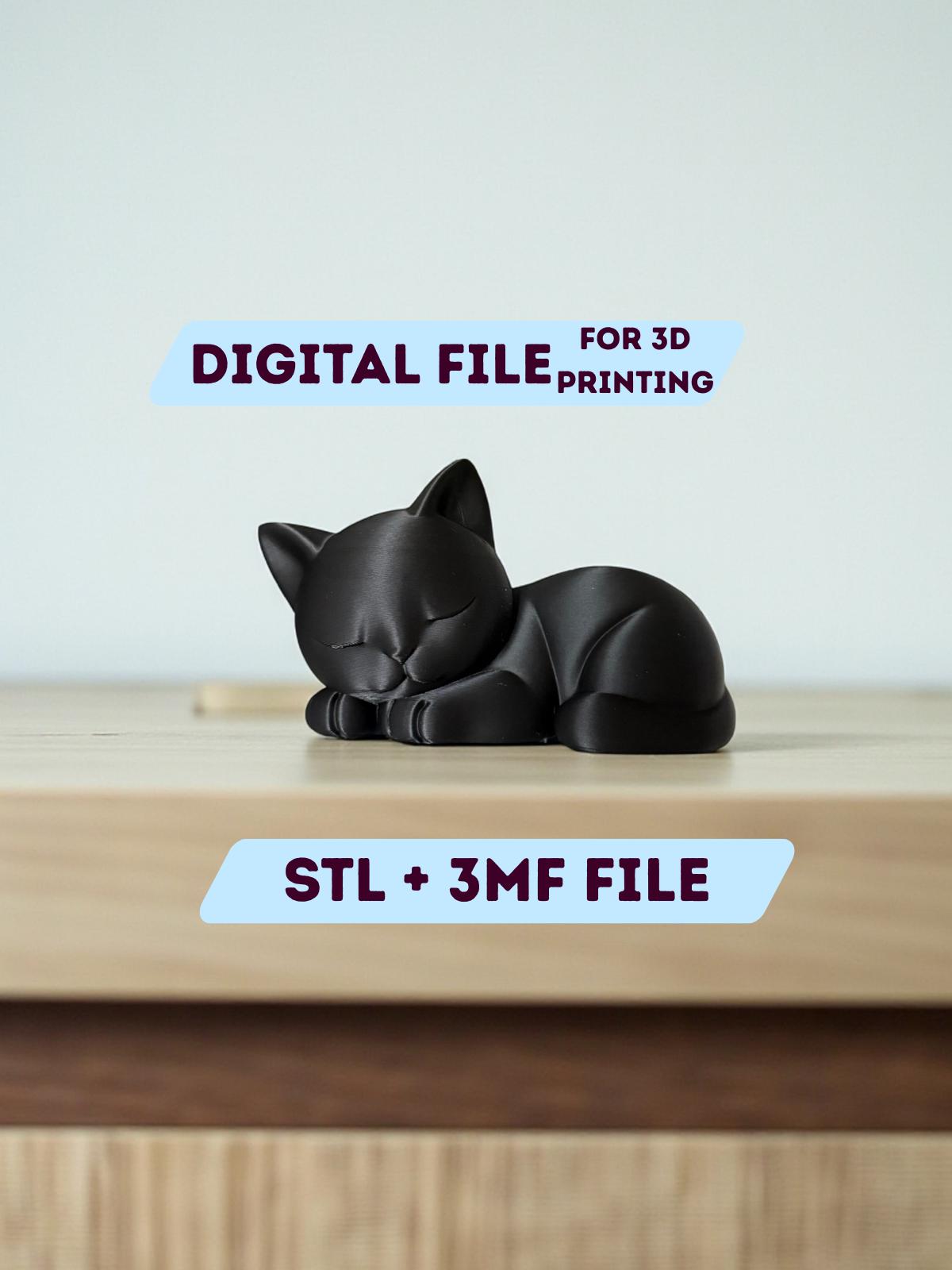 Sleeping Cat STL File | 3D Printable Cat Figurine | Witchy Black