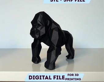 Gorilla Statue STL | 3D Printable Modern Gorilla Sculpture | Animal Lover Gift | Minimalist Wildlife Decor | Digital Download File