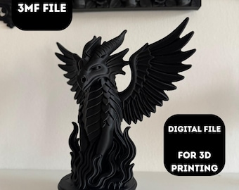 Dragon Statue with Wings STL | 3D Printable Fantasy Dragon Sculpture | Dragon Lover Gift | Dnd Dark Decor | Digital Download File