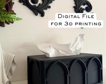 Gothic Tissue Box Cover STL | 3D Printable Victorian Tissue Holder | Witchy Bathroom Decor | Goth Vanity Accessory | Digital Download