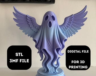 Winged Ghost Statue STL | 3D Printable Halloween Ghost Sculpture | Witchy Altar Decor | Spooky Goth Figurine | Digital Download File
