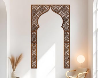 Islamic mosque wall art modern, Mihrab wall panel, Moroccan wood geometric panels, Large islamic artwork, Muslim wall decor, Arabic wall art