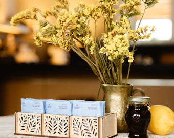 Wood tea bag box, Tea bag holder, Wooden tea bag organizer, Tea bag storage, Tea bag display, Table top tea bag container, Tea caddy