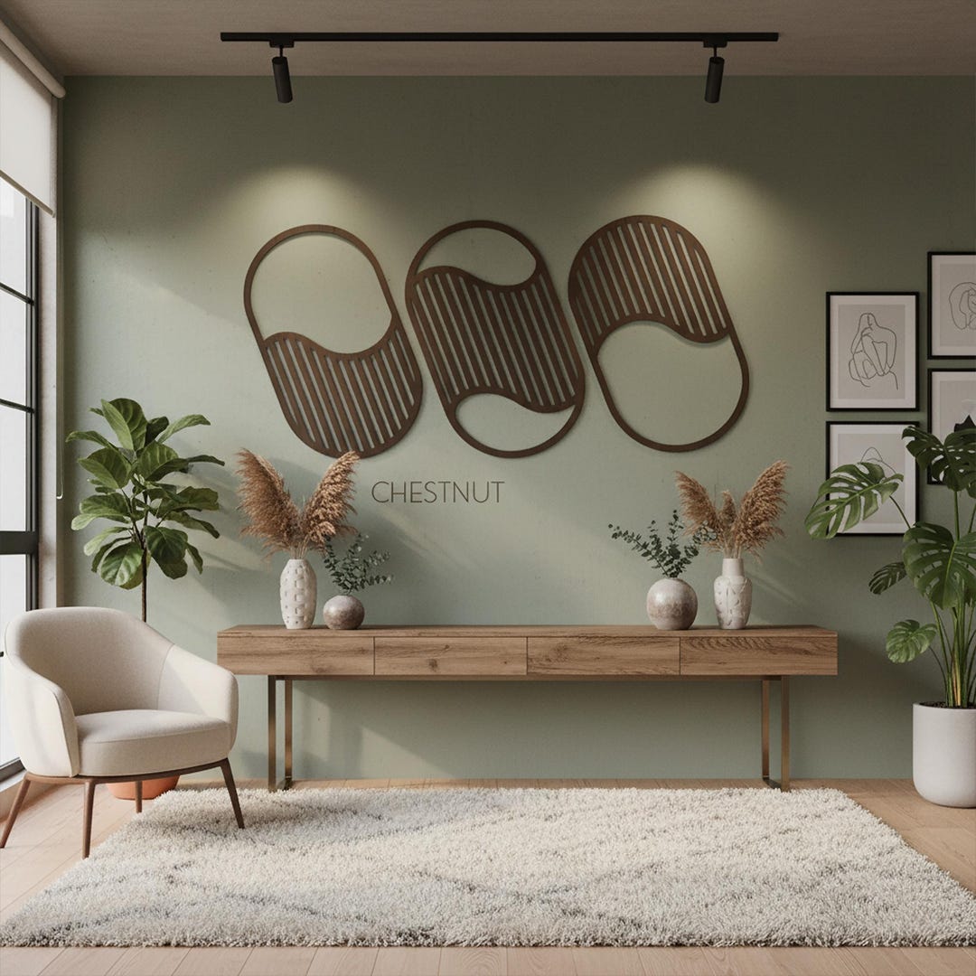 Curated visual reference: Gallery Detail: Geometric Wall Art Set Of 3 Abstract Wood Wall Panel
