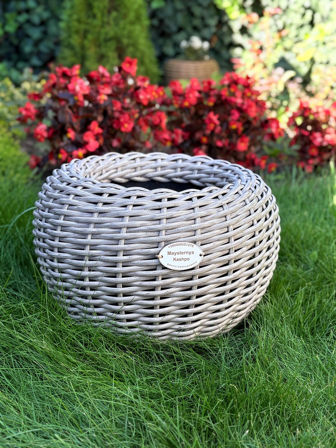 Native Rattan 5l Small Rattan Planter 5L | Window Sill & Tabletop Decor | Gift for Plant ...