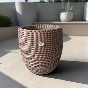 Rattan Planter 50L | H 48cm (18.9in) D 42cm (16.5in) | Handwoven Artificial Wicker | Indoor Outdoor Decor