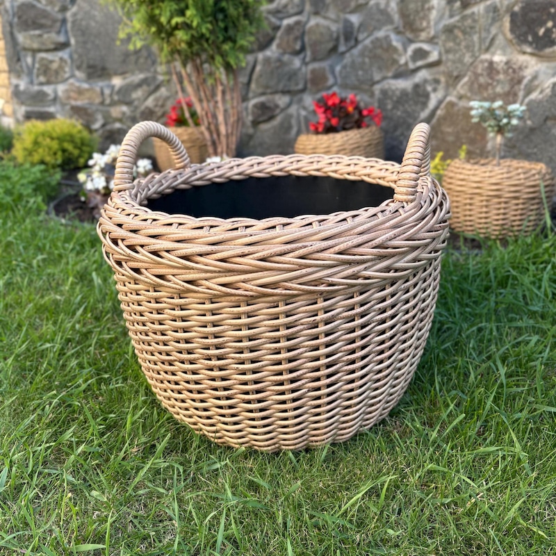 Large Rattan Planter - Etsy