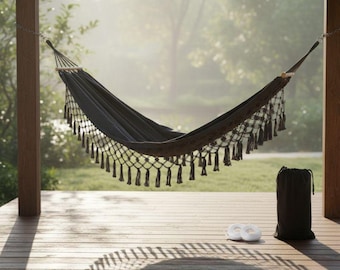 Hamaca de lujo para exteriores | Hamaca de algodón tejida a mano para patio, jardín y camping | Hamaca de relajación estilo bohemio