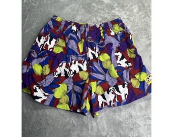 Vintage Big Dogs badbyxor herr stora flerfärgade nätfodrade Y2K Retro