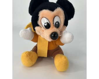 Peluche antiguo de Mickey Mouse de 7 pulgadas de Walt Disney Mickey's Christmas Carol