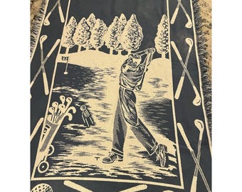 VTG Country Classic Golf Tapestry Throw Blanket Fringe Plaid Sports Decor