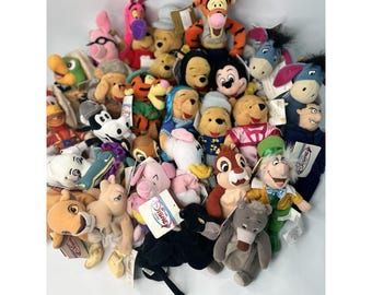 Lot of 31 Disney Store Bean Bag Plush Vintage Pooh Bambi Tigger Dalmation Baloo