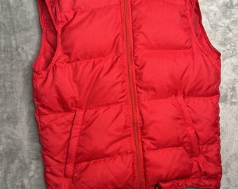 希少 90s Timberland Weathergear Down Vest Vintage 90's Timberland Puffer Vest Red 100% Goose Down Packable
