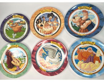 VTG Lot Of 6 Disney McDonalds Hercules 9.5" Collectors Melamine Plates 1997 READ