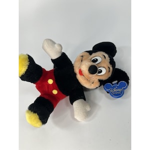 Vintage DISNEYLAND Mickey Mouse Plush 7" tongue out with Blue Plastic Tag image 1