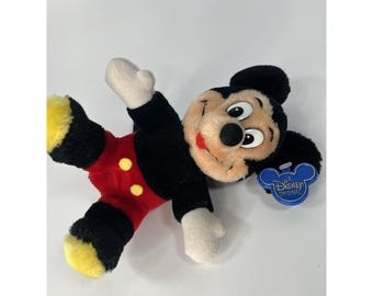Vintage DISNEYLAND Mickey Mouse Plush 7" tongue out with Blue Plastic Tag