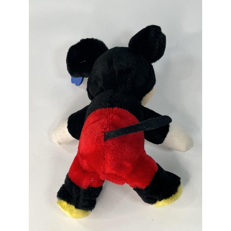 Vintage DISNEYLAND Mickey Mouse Plush 7" tongue out with Blue Plastic Tag image 4
