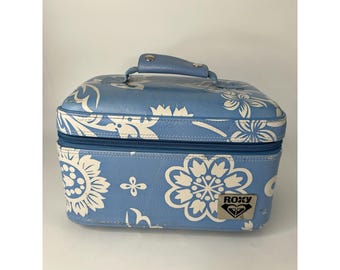 ROXY Schminkkoffer Hawaiian Floral Blau Vintage Große READ