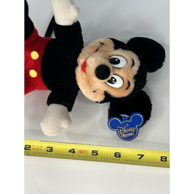 Vintage DISNEYLAND Mickey Mouse Plush 7" tongue out with Blue Plastic Tag image 7
