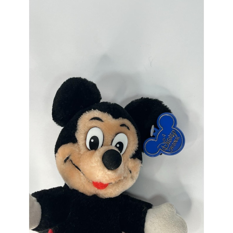 Vintage DISNEYLAND Mickey Mouse Plush 7" tongue out with Blue Plastic Tag image 2