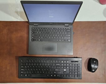 Handmade Full Grain Leather Desk Mat: Rustic Office Protector